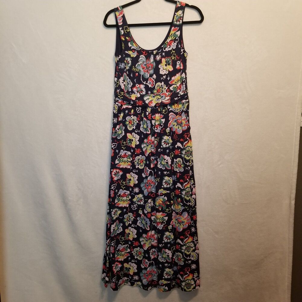 BODEN 8R Dress Blue Floral Diana Jersey Knit Midi Pockets Cottagecore Bohemian